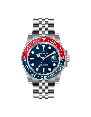 Lorenz Sport Uomo Blu Rosso Acciaio Diver 10...