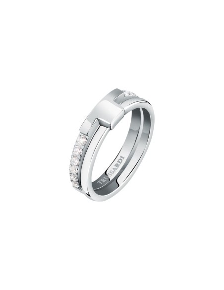 Trussardi Anello Donna Acciaio con Cristalli T-Shape (TJAXC42)