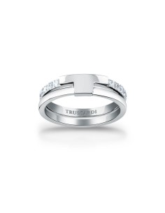 Trussardi Anello Donna Acciaio con Cristalli T-Shape...