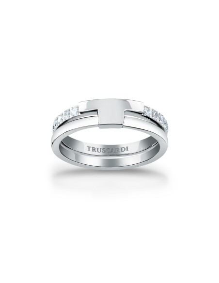 Trussardi Anello Donna Acciaio con Cristalli T-Shape (TJAXC42)