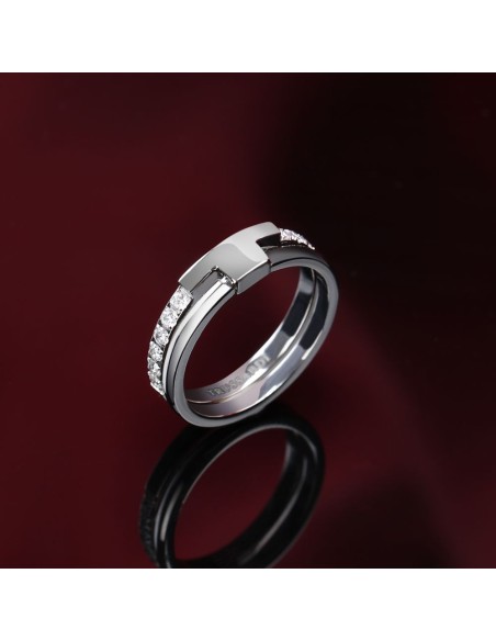Trussardi Anello Donna Acciaio con Cristalli T-Shape (TJAXC42)