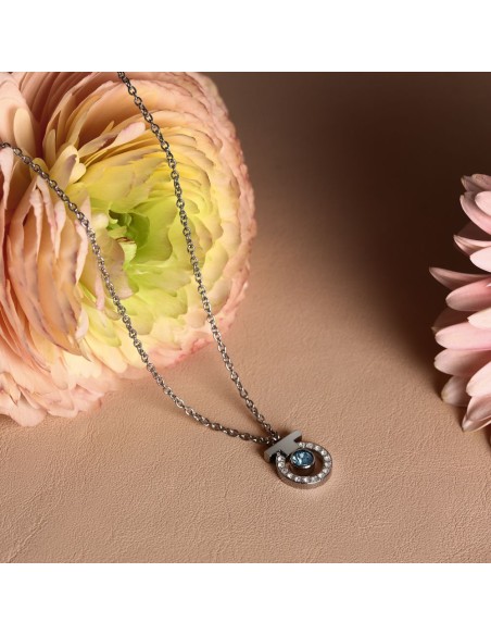 Trussardi Collana Donna Acciaio con Cristalli e Pietra Azzurra (TJAXC55)