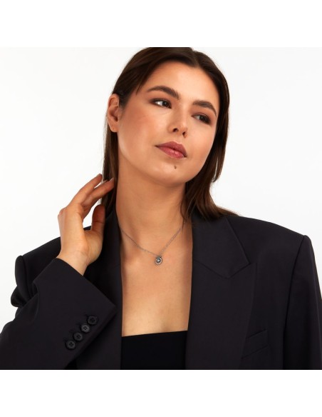 Trussardi Collana Donna Acciaio con Cristalli e Pietra Azzurra (TJAXC55)