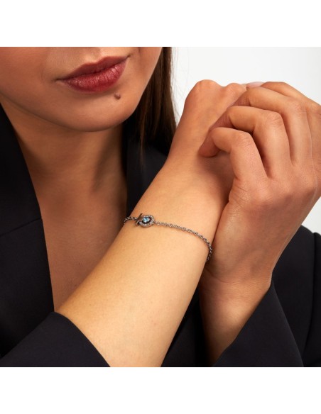 Trussardi Bracciale Donna Acciaio Cristalli e Pietra Azzurra (TJAXC56)