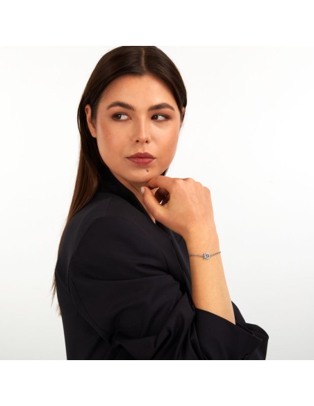 Trussardi Bracciale Donna Acciaio Cristalli e Pietra Azzurra (TJAXC56)