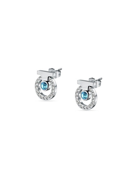 Trussardi Orecchini Donna Acciaio Cristalli e Pietra Azzurra (TJAXC59)