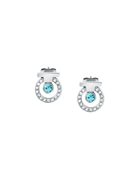 Trussardi Orecchini Donna Acciaio Cristalli e Pietra Azzurra (TJAXC59)