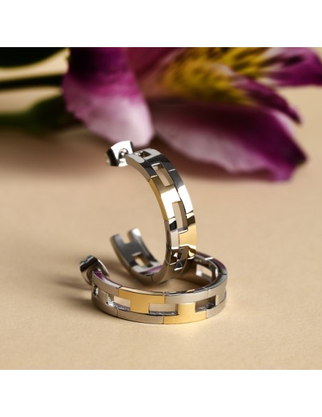 Trussardi Orecchini Cerchio Donna Acciaio Bicolore Oro (TJAXC69)