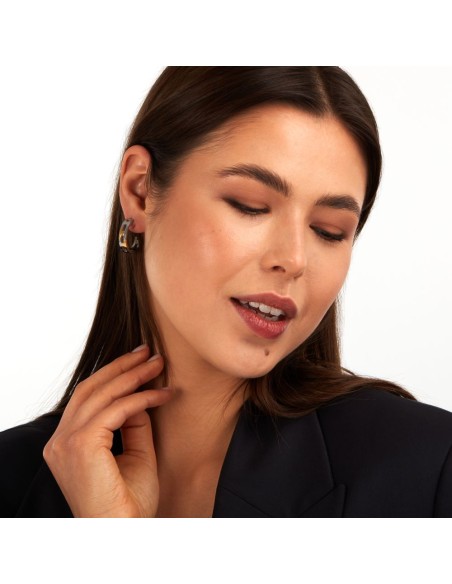 Trussardi Orecchini Cerchio Donna Acciaio Bicolore Oro (TJAXC69)