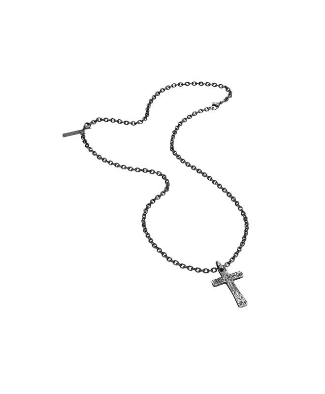 Police Cryptic pend. antique cross ip blk chain - galleria 1