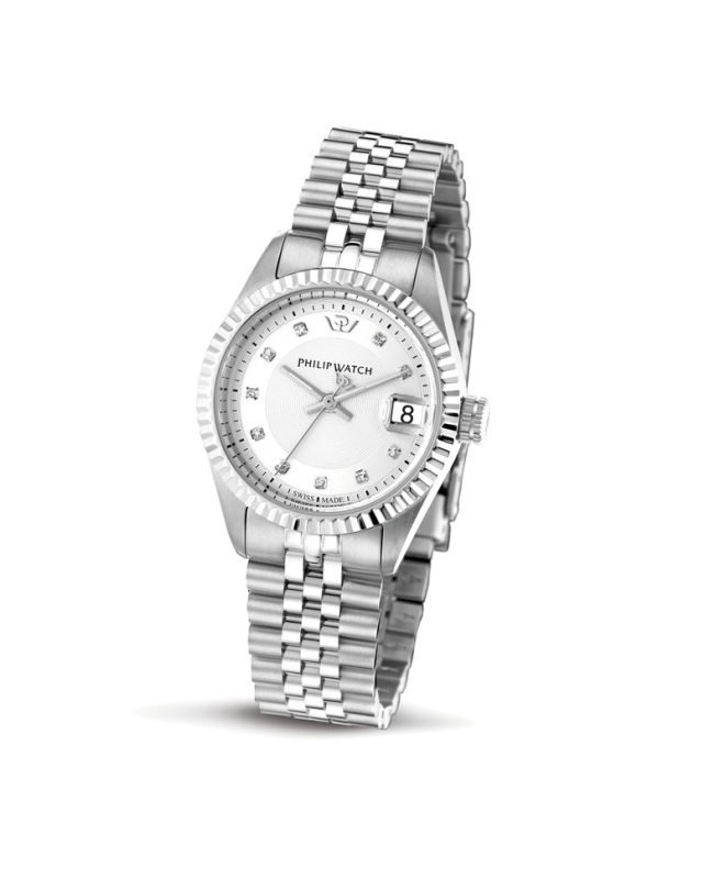 Philip Watch Caribe lady 3h silver/white dial brac donna - galleria 1