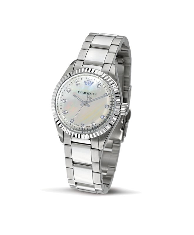 Philip Watch Caribe lady 3h ss white mop dial/br. donna - galleria 1