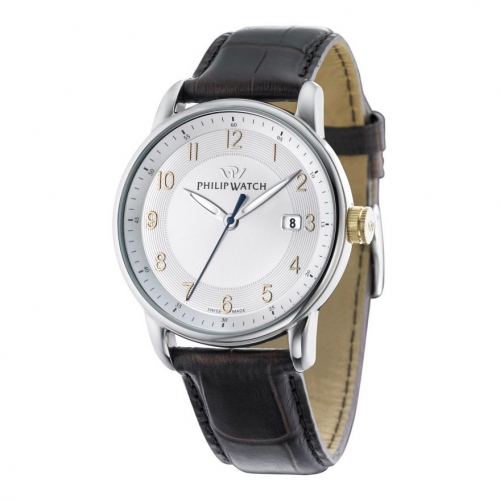 Philip Watch Kent 3h silver white dial/strap uomo R8251178004