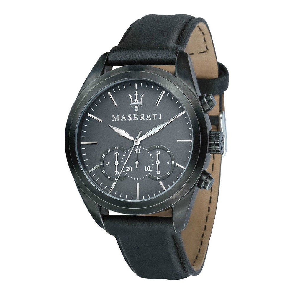 Orologi uomo: orologio uomo Orologio Maserati Traguardo chrono pelle nero -  44 mm R8871612019
