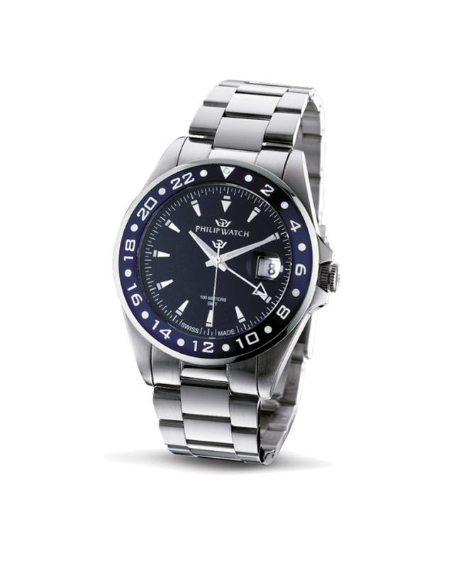 Orologi uomo: orologio uomo Orologio Philip Watch Caribe GMT uomo acciaio /  blu R8253597012
