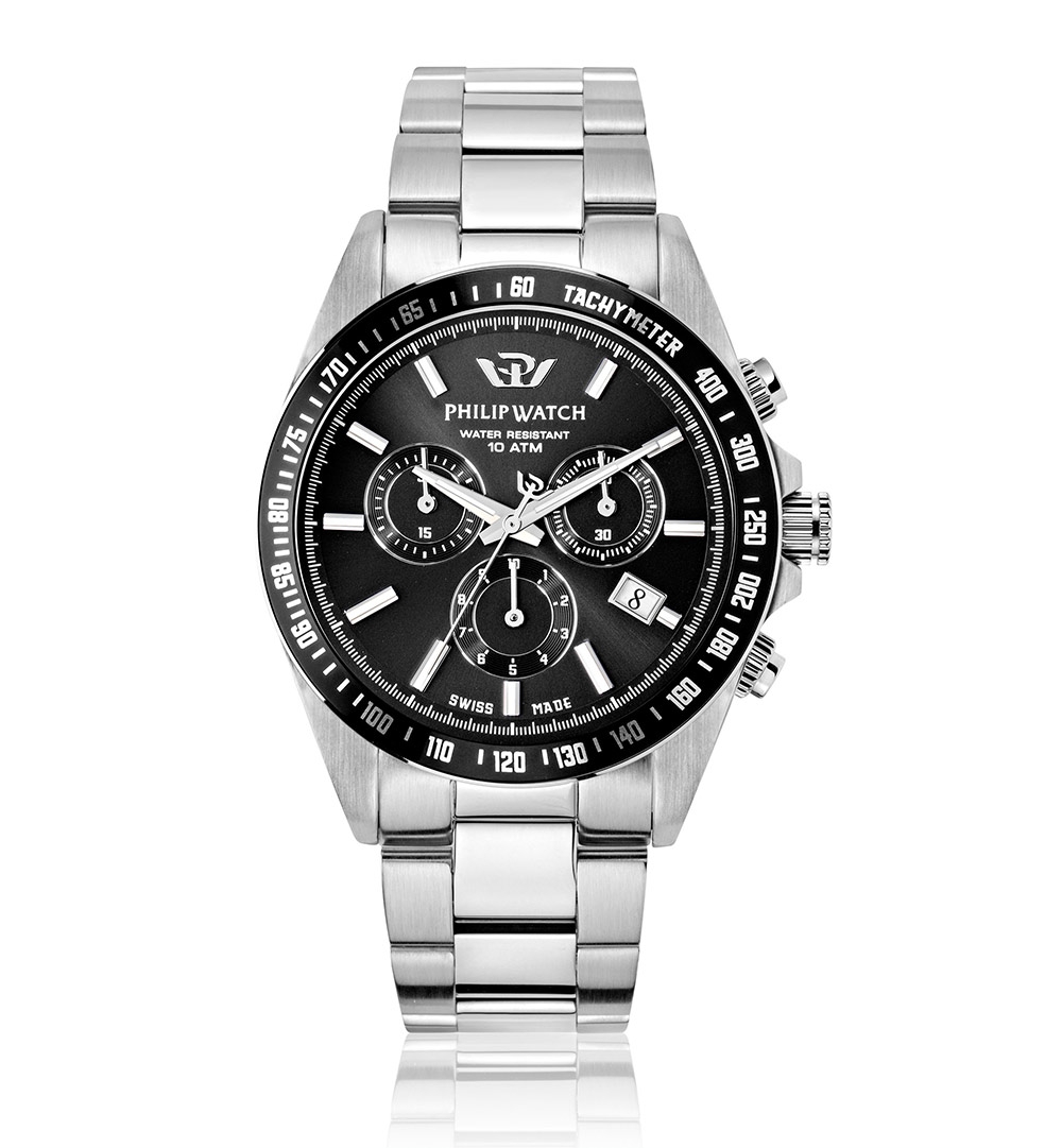 Orologi uomo: orologio uomo Orologio Philip Watch uomo Caribe chrono nero  acciaio R8273607002