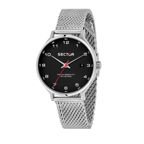 Sector 370 3h 39mm black dial mesh br ss