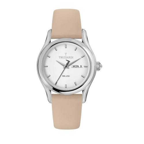 Trussardi T-light 43mm 3h wsilver dial clay st