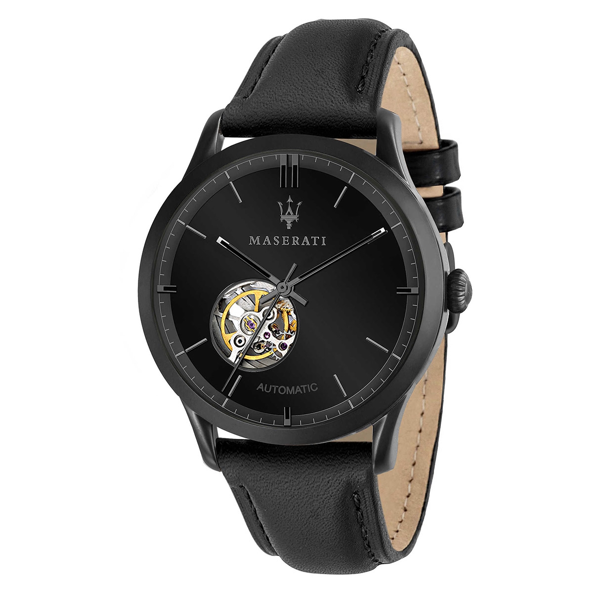 Orologi uomo: orologio uomo Orologio Maserati Ricordo Automatico pelle nero  - 42 mm