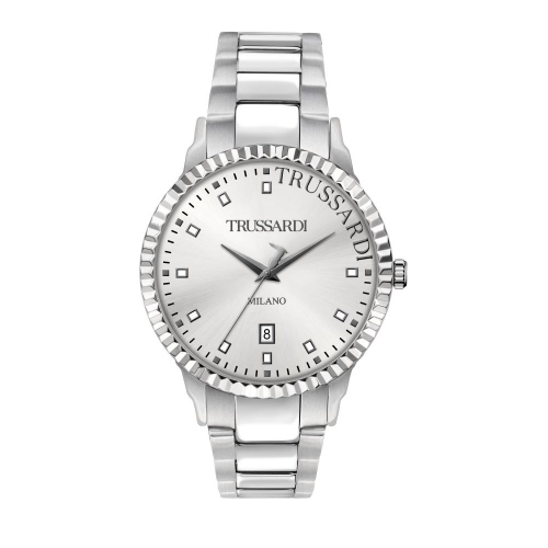 Trussardi T-bent 43mm 3h swhite dial br ss