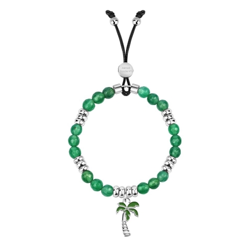 La Petite Story Br.with nat. stone green agate+palm