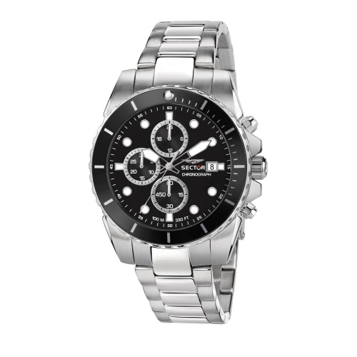 Sector 450 43mm chr black dial br ss