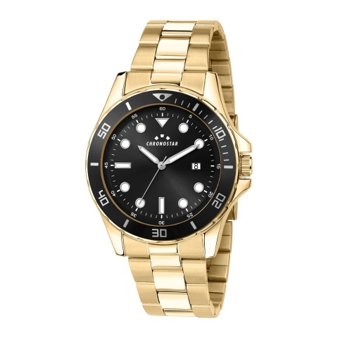 Chronostar Captain 43mm 3h black dial br yg