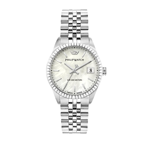 Philip Watch Caribe 35mm 3h white mop dial br ss femminile