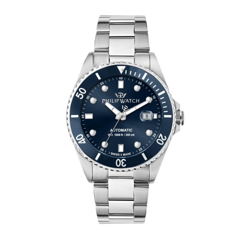 Philip Watch Caribe 42mm auto 3h blue dial br ss maschile