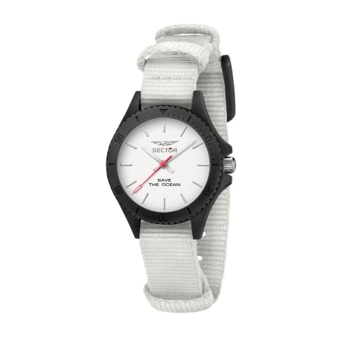 Sector Save the ocean 32mm 3h white dial whi st femminile