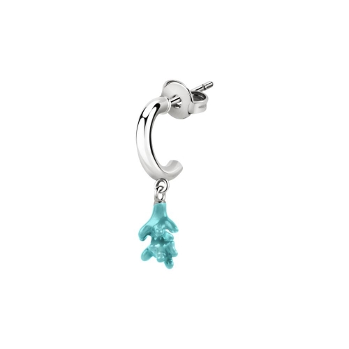 La Petite Story Hoop earring ss turquoise coral shape