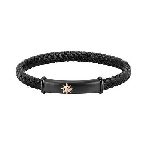 Bracciale Sector Bandy pelle nero - 19 cm