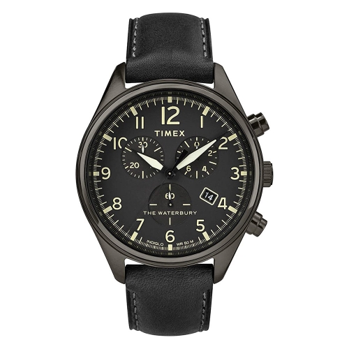 Orologio Timex Waterbury chrono pelle nero - 42 mm