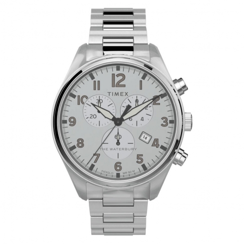 Orologio Timex Waterbury chrono acciaio bianco - 42 mm