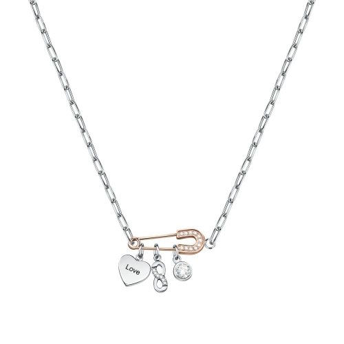 La Petite Story Love neckl.safety pin rg+infinity with c