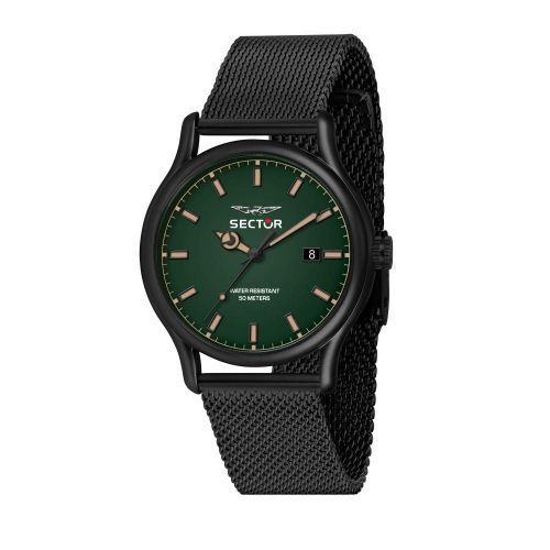 Sector 660 43mm 3h green dial mesh band black maschile