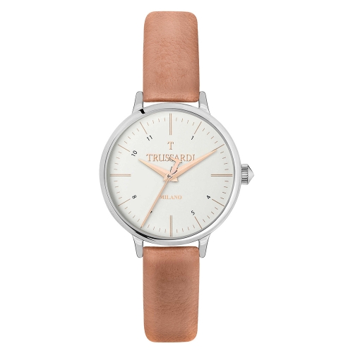 Trussardi T sun 3h w/silver dial pink st
