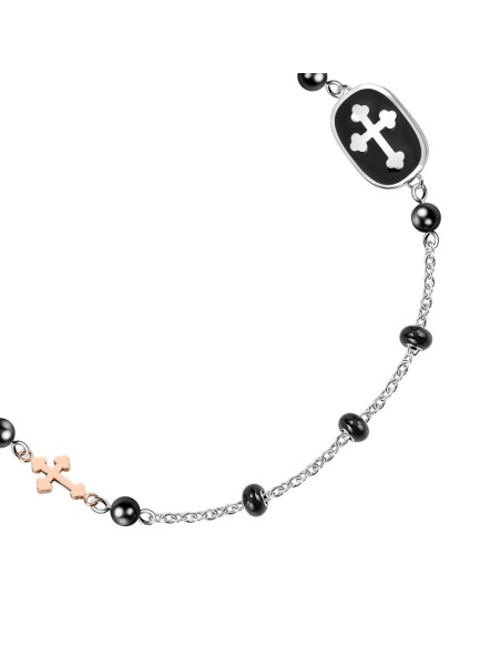Morellato God br rosary rose gold+onyx 210mm