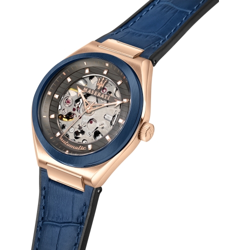 Maserati Triconic 40mm auto gray dial blue st