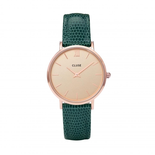 Cluse Minuit rose gold champagneemerald lizar