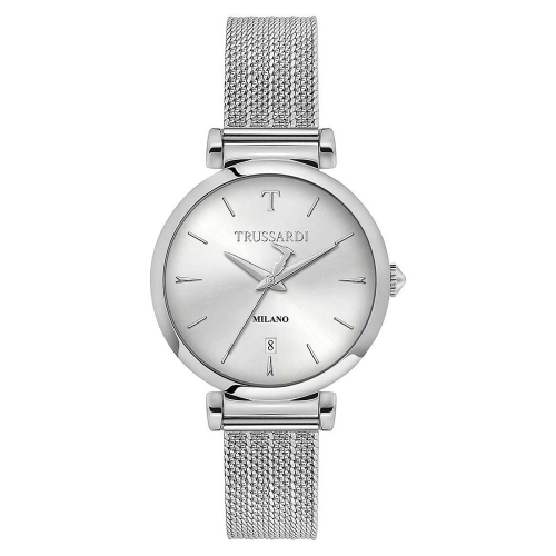 Trussardi T-exclusive 34mm 3h silver dial mesh ss