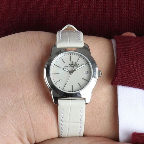 Orologio Philip Watch Timeless donna pelle bianco 28 mm donna